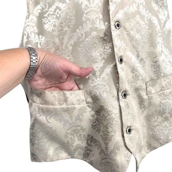 Frontier Classics Mens XL Ivory Vest Paisley Button Collar Adjustable Back - Picture 4 of 12